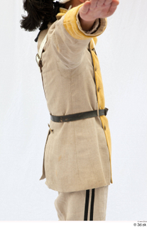  Photos Army man in cloth suit 2 18th century Army beige yellow and jacket historical clothing upper body 0013.jpg